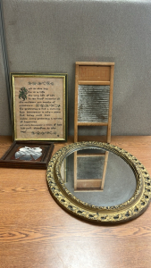 MIDGET WASHBOAD, ROUND MIRROR, OWL PICTURE AND MORE