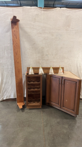 LONG SHELF ( 7ft), CORNER CABINT, LIGHT FIXTURE, AND WINE CABINET