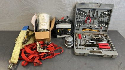 OIL FILTER WRENCHES, SPEED CHARGER ( POWERS ON), TOOL KIT, STRAPS AND MORE