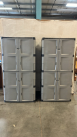 (2) RUBBERMAID HEAVY DUTY DOUBLE DOOR STORAGE CABINETS ( 6ftx 3ft)