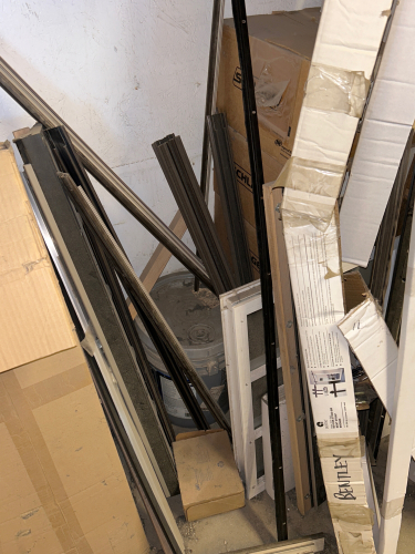 LARGE LOT WITH BOXES OF DOOR LOCKS, LATCHES, HEMLOCK, PRIVACY LOCKING LATCHES, RUBBER AND METAL TRIM IN VARIOUS SIZES AND MORE (SHELVING NOT INCLUDED)