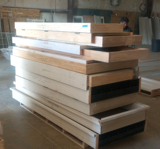 Pallet Of (13) HardWood Bedroom and Closet Doors With Frames