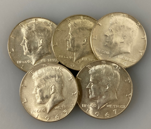 (5) Kennedy Half Dollars