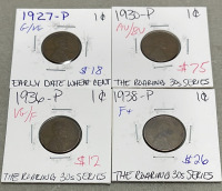 (8) Wheat Pennies Dated Between 1917-1938, (2) Buffalo Nickels Dated 1920-1936, (2) 90% Silver Dimes Dated 1957-1961 - 3