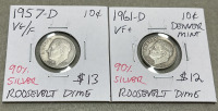 (8) Wheat Pennies Dated Between 1917-1938, (2) Buffalo Nickels Dated 1920-1936, (2) 90% Silver Dimes Dated 1957-1961 - 5