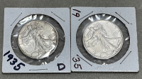 (1) 1935-D Walking Liberty Half Dollar, (1) 1935 Walking Liberty Half Dollar