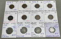 (8) Wheat Pennies Dated Between 1918-1939, (3) Nickels Dated Between 1902-1943, (1) Dime Dated 1947