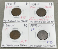 (8) Wheat Pennies Dated Between 1917-1939, (2) Nickels Dated 1943, (2) Dimes Dated 1946-1946 - 3