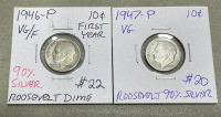 (8) Wheat Pennies Dated Between 1917-1939, (2) Nickels Dated 1943, (2) Dimes Dated 1946-1946 - 5