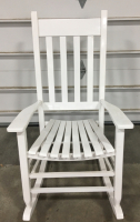 Garden Treasures Painted White Wood Slat Seat Outdoor Rocking Chair (Already Assembled)