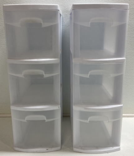 (2) Skinny 3-Drawer Plastic Storage
