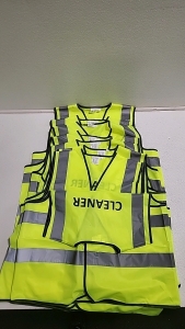 (9) 3c Brand reflective neon yellow cleaner vests size: XL