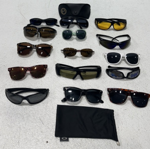 (15)Pairs And Different Styles Of Sunglasses Including (2) Cases/Covers