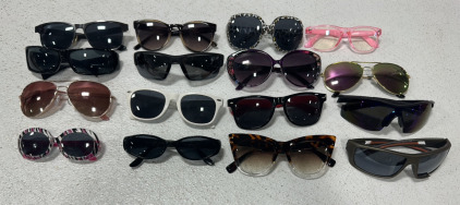 (16) Pairs Of Different Styled Kids And Adult Sunglasses