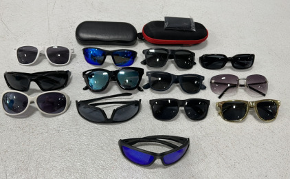 (2) Pairs Of Glasses/Sunglasses Cases, (13) Pairs Of Different Varieties Of Sunglasses