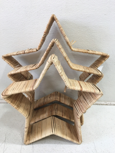 (3) H D Designs Wicker Star Shaped Shelves 10”, 11” & 15”
