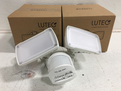 (3) Lutec-ALDI 3500LM, 5000K, 38W, LED 110° Motion Activated, D2D, Dual-Head Floodlight