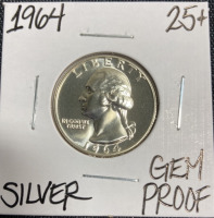 1964 Silver Gem Proof Quarter