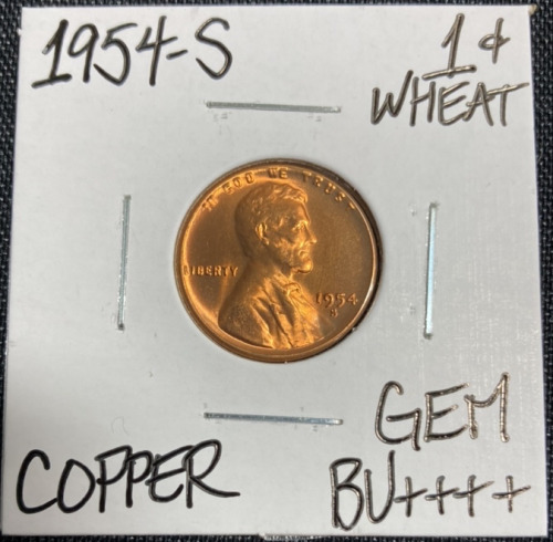 1954-S Gem BU++++ Wheat Copper Penny