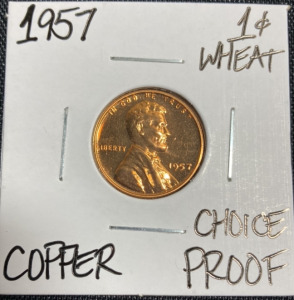 1957 Choice Proof Wheat Copper Penny