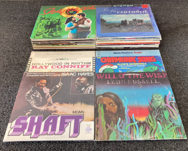 BOX OF VINTAGE VINYL RECORDS