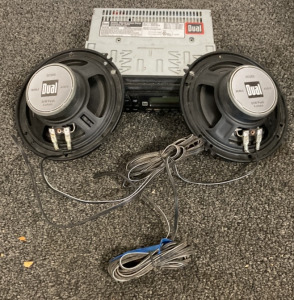 DUAL ELECTRONICS AM/FM/CD RECEIVER W/ (2) MOBILE AUDIO 65W PEAK 4 OHMS SPEAKERS