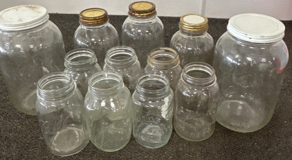 (12) CANNING JARS IN VARIOUS SIZES