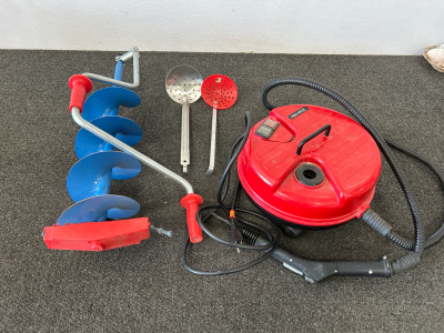 STRIKEMASTER DELUXE MODEL ICE AUGER AND EURO-PRO STEAM CLEANER (POWERS ON)