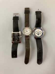 (3) Mens Watches: Alaska, Swiss Army, and Guess