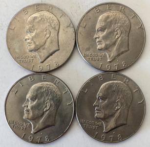 (4) 1978 EISENHOWER ONE DOLLAR COINS&mdash; VERIFIED AUTHENTIC