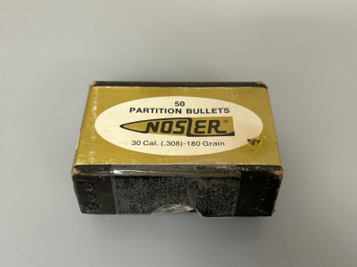 BOX OF NOSLER 30 CAL. (.308) - 180 GR. BULLETS