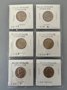 BRILLIANT UNCIRCULATED JEFFERSON NICKELS
