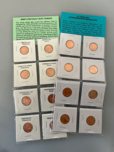 2009 LINCOLN CENTS AND US TREASURY COMMEMORATIVE MEDALLIONS