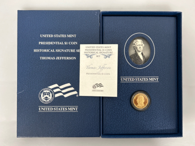 UNITED STATES MINT PRESIDENTIAL $1 COIN HISTORICAL SIGNATURE SET THOMAS JEFFERSON