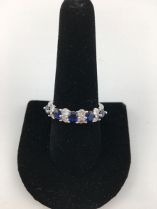 Beautiful .925 Sz10 Blue & White Sapphire Ring
