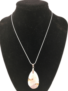 55.45 ct. White Fire Agate Teardrop Gemstone W/ .925 Necklace