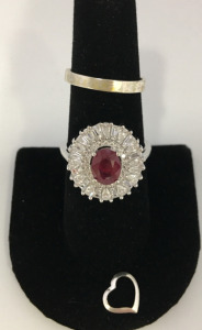 (1) Sz 9 Beautiful Ladies Cocktail Ring (1) Sz 5.5 Silver Ring (1) Silver Heart