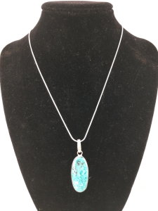 Turquoise Oval Gemstone W/ .925 Necklace