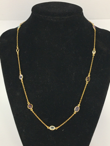 14” Gold Tone Necklace With Gemstones