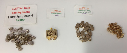 (35) 10k W. Gold Earring Backs (1) 14k Gold Filled Clasp (10) 14k Gold Filled Lobsters Clasp (12) Earring Backs