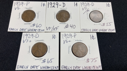 (5) 1929 Wheat Pennies