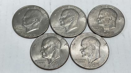 (5) 1972 And 1977 Eisenhower One Dollar Coins