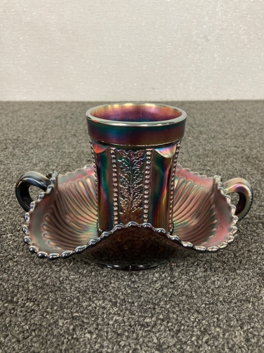 (2) Northwood C.G. Tumbler And Handled Bonbon Bowl