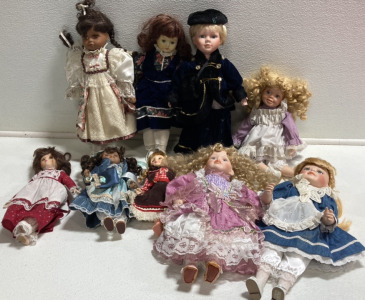 (9) Assorted Porcelain Dolls