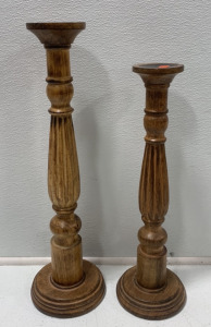 (2) DECMODE WOOD CANDLE HOLDERS