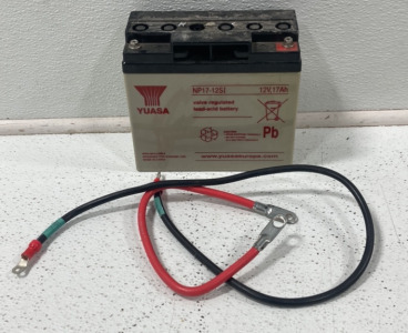 (1) YUASA 12 VOLT BATTERY WITH WIRES