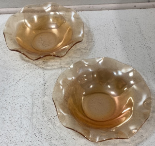 TWO PIECE DEPRESSION GLASS BOWL SET