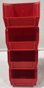 RED ULINE STACKABLE ORGANIZER BOXES