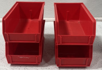 FOUR RED ULINE STACKABLE STORAGE BOXES - 2