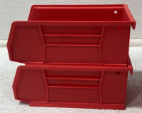 FOUR RED ULINE STACKABLE STORAGE BOXES - 3